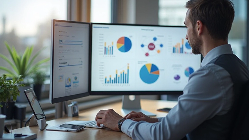 Professioneel dashboard met KPI's, grafieken en prestatiemetingen op computerscherm